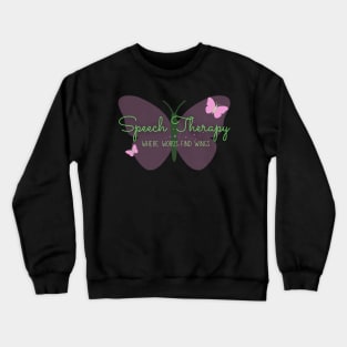 Speech Therapy – Words Find Wings - Purple Butterflies Crewneck Sweatshirt